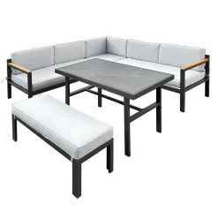 Sectionnel extérieur en acier avec table à manger et banc - 3 mcx