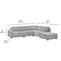 Sectionnel modulaire avec ottoman apposé au siège de droite - 5 mcx