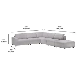 Sectionnel modulaire avec ottoman apposé au siège de droite - 6 mcx