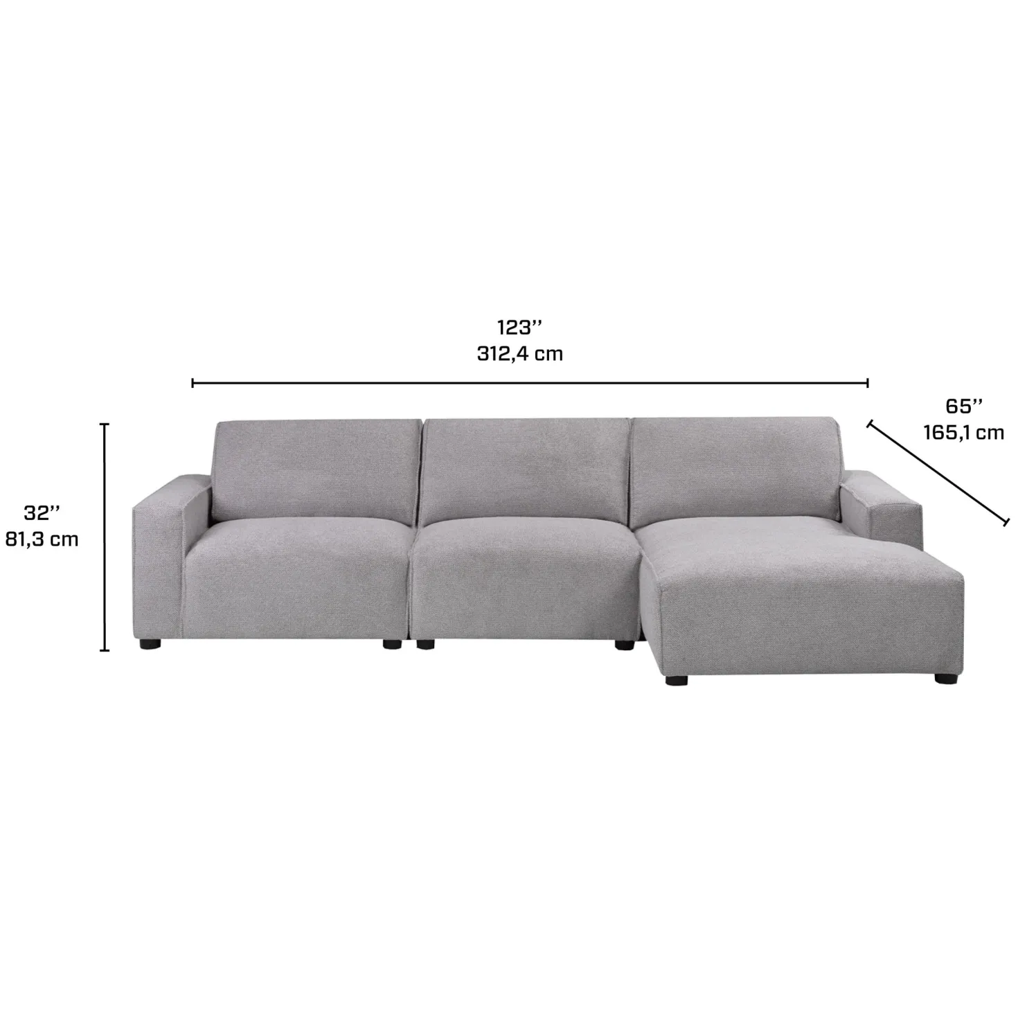 Sectionnel modulaire avec chaise longue à gauche - 3 mcx