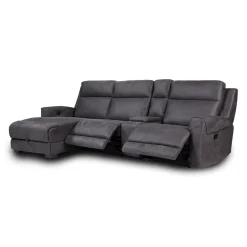 Sectionnel modulaire inclinable, chaise longue avec rangement, console avec porte-gobelets et ports USB/USB-C - 4 mcx