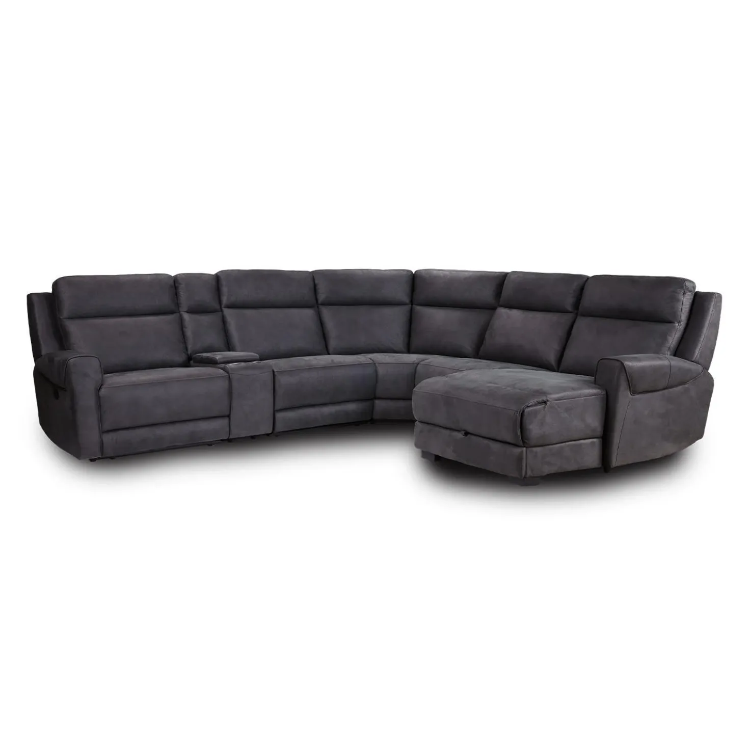 Sectionnel modulaire inclinable avec siège rabattable, chaise longue avec rangement etconsole - 6 mcx