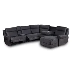 Sectionnel modulaire inclinable avec siège rabattable, chaise longue avec rangement etconsole - 6 mcx