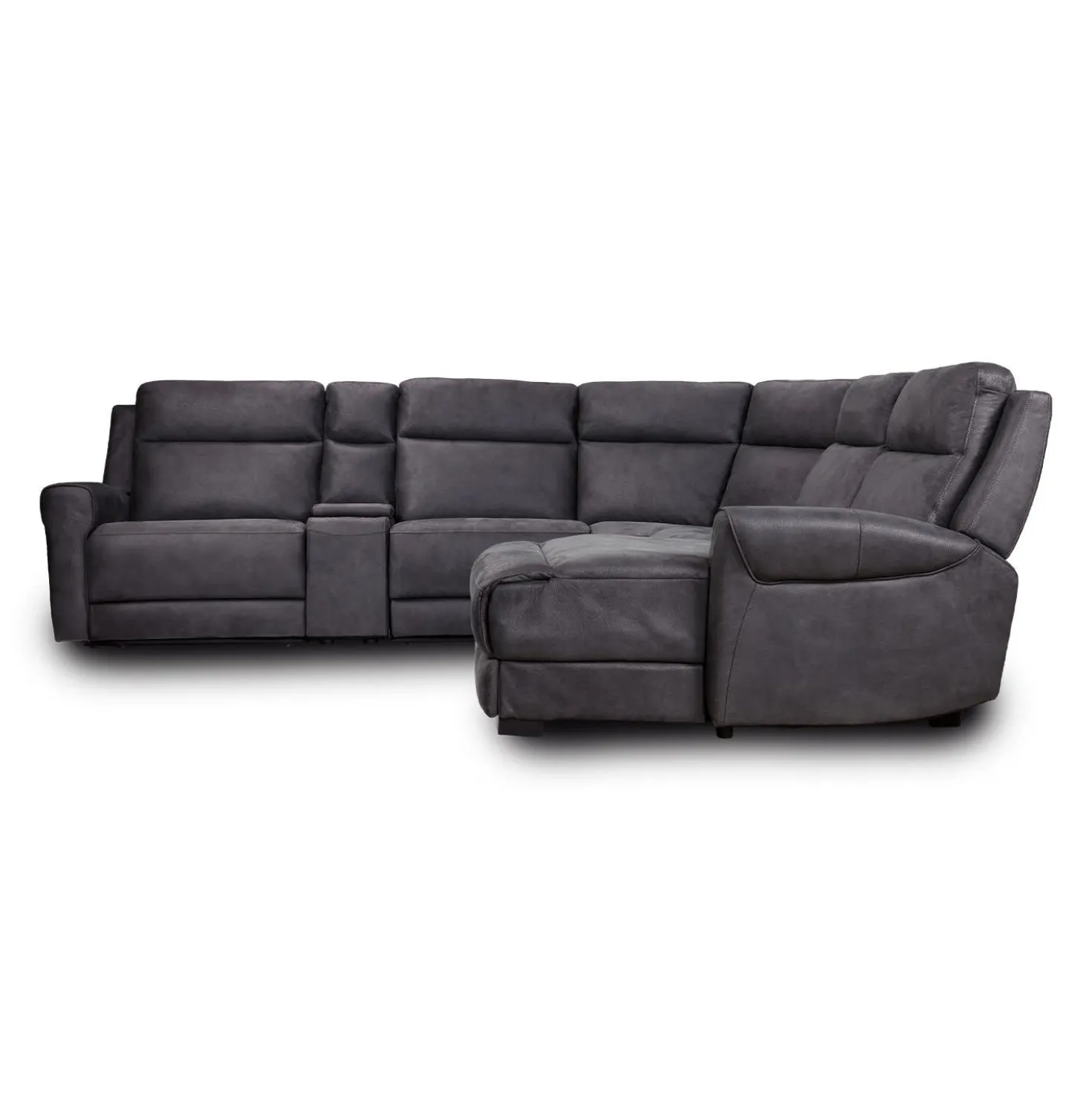 Sectionnel modulaire inclinable avec siège rabattable, chaise longue avec rangement etconsole - 6 mcx