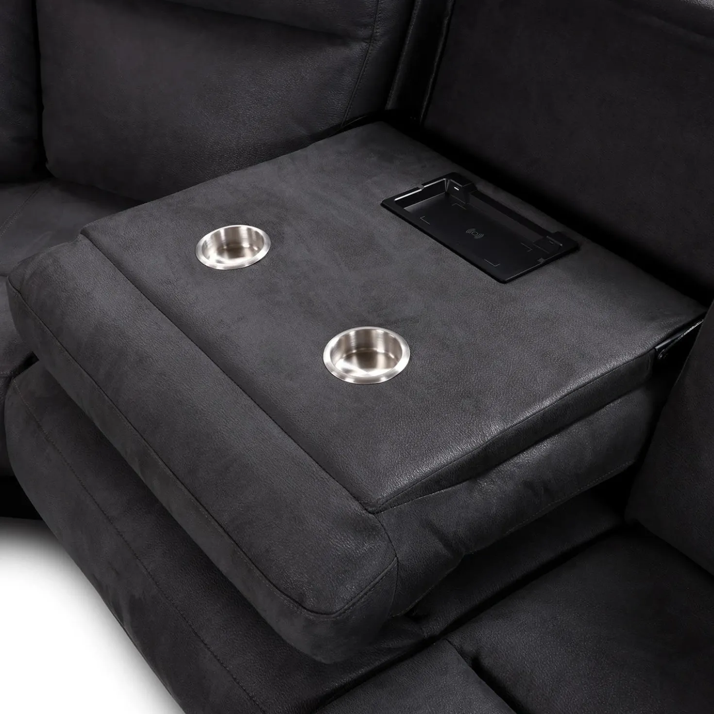 Sectionnel modulaire inclinable avec siège rabattable, chaise longue avec rangement etconsole - 6 mcx