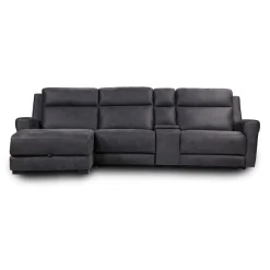 Sectionnel modulaire inclinable, siège rabattable, chaise longue avec rangement, console avec porte-gobelets et ports USB/USB-C - 4 mcx