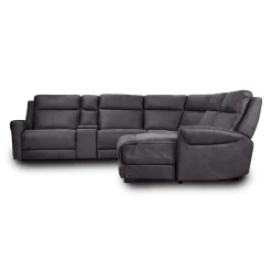 Sectionnel modulaire inclinable, sièges rabattables, chaise longue avec rangement, console avec porte-gobelets et ports USB/USB-C - 6 mcx