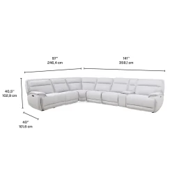Sectionnel modulaire inclinable électrique, appuis-tête ajustables, console avec système audio et siège avec dossier rabattable - 7 mcx