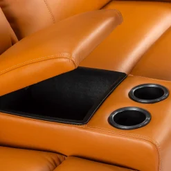 Sectionnel modulaire inclinable électrique avec console en cuir véritable - 6 mcx