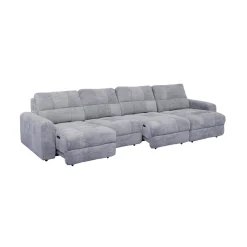 Sectionnel modulaire électrique avec 2 sièges coulissants et chaise longue droite avec rangement - 4 mcx