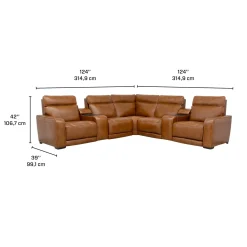 Sectionnel modulaire électrique inclinable avec 2 consoles, haut-parleurs intégrés, massage et chaleur - 7 mcx