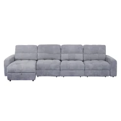 Sectionnel modulaire électrique inclinable avec 2 sièges coulissants et chaise longue à gauche avec rangement - 4 mcx
