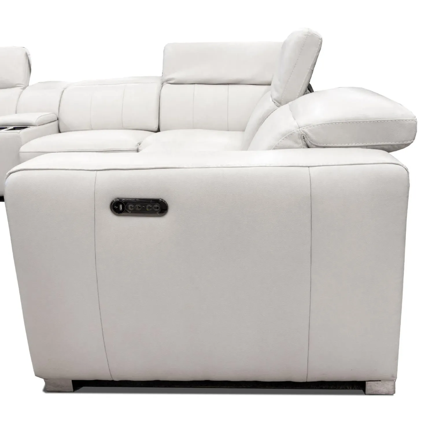 Sectionnel modulaire électrique inclinable en cuir véritable avec appui-têtes ajustables – 6 mcx