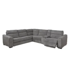 Sectionnel-lit inclinable électrique gris avec console - 6 mcx