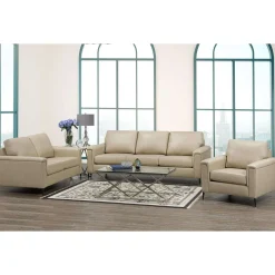 Sofa en cuir véritable - beige