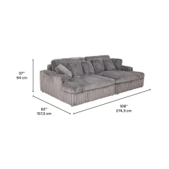 Sofa en velours côtelé avec 2 chaises longues