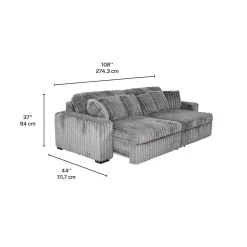 Sofa en velours côtelé avec 2 sièges coulissants électriques