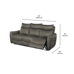 Sofa inclinable électrique en cuir véritable à 3 moteurs - appuis-tête, repose-pieds et soutien lombaire