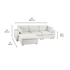 Sofa modulaire avec ottoman beige - 6 mcx