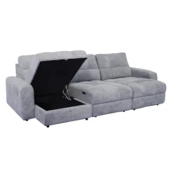 Sofa modulaire électrique avec 2 sièges coulissants et chaise longue à gauche avec rangement - 3 mcx