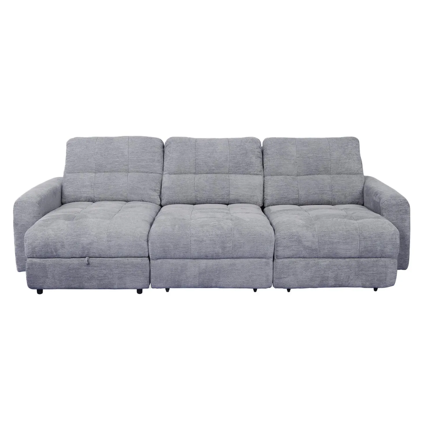 Sofa modulaire électrique avec 2 sièges coulissants et chaise longue à gauche avec rangement - 3 mcx