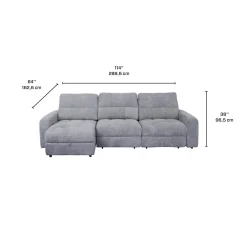 Sofa modulaire électrique avec 2 sièges coulissants et chaise longue à gauche avec rangement - 3 mcx