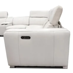 Sofa modulaire électrique inclinable en cuir véritable avec appui-têtes ajustables – 3 mcx