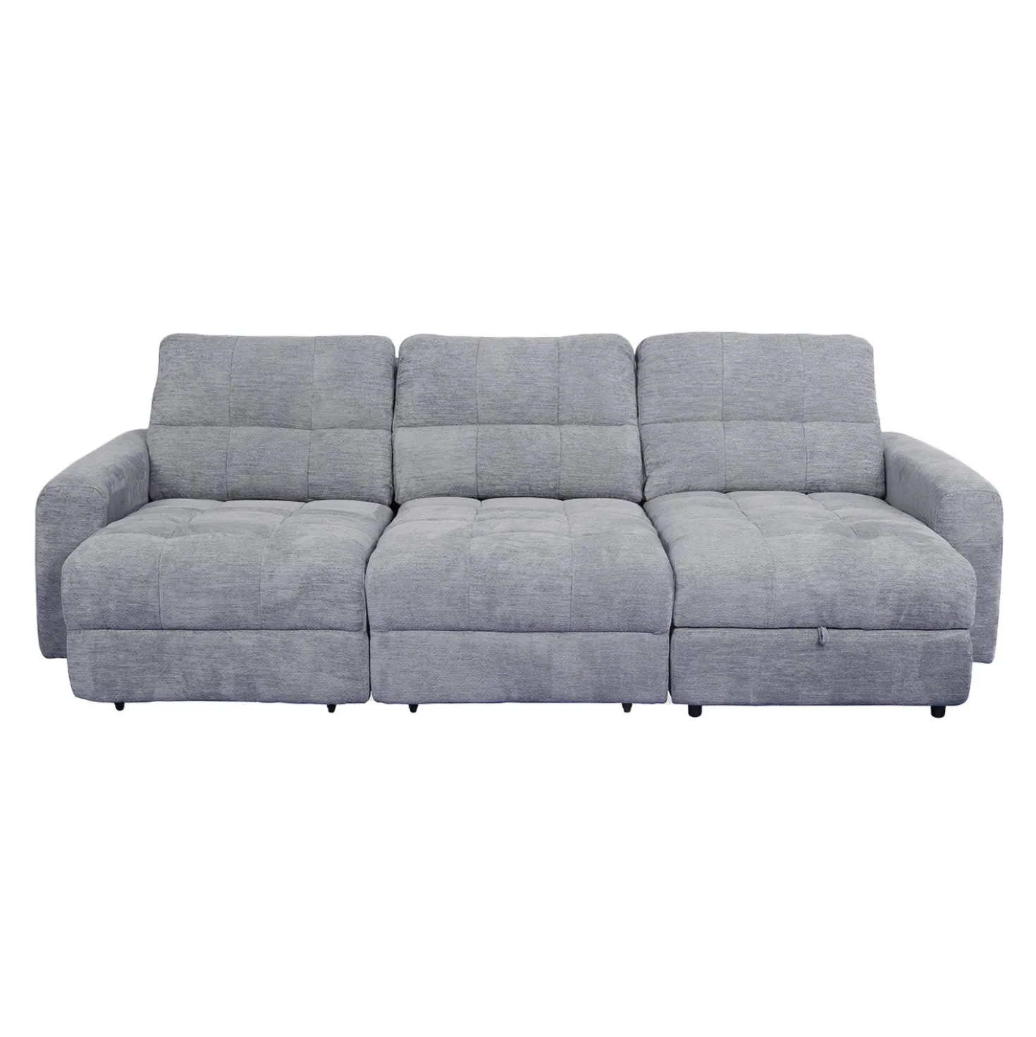 Sofa modulaire électrique avec 2 sièges coulissants et chaise longue à droite avec rangement - 3 mcx
