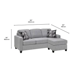 Sofa-lit réversible avec chaise longue - gris