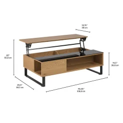 Table à café rectangulaire avec plateau relevable