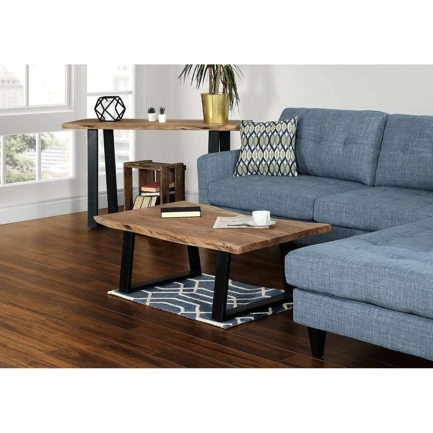 Table à café rectangulaire en bois massif