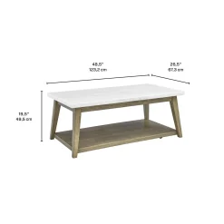 Table à café rectangulaire avec plateau en marbre blanc