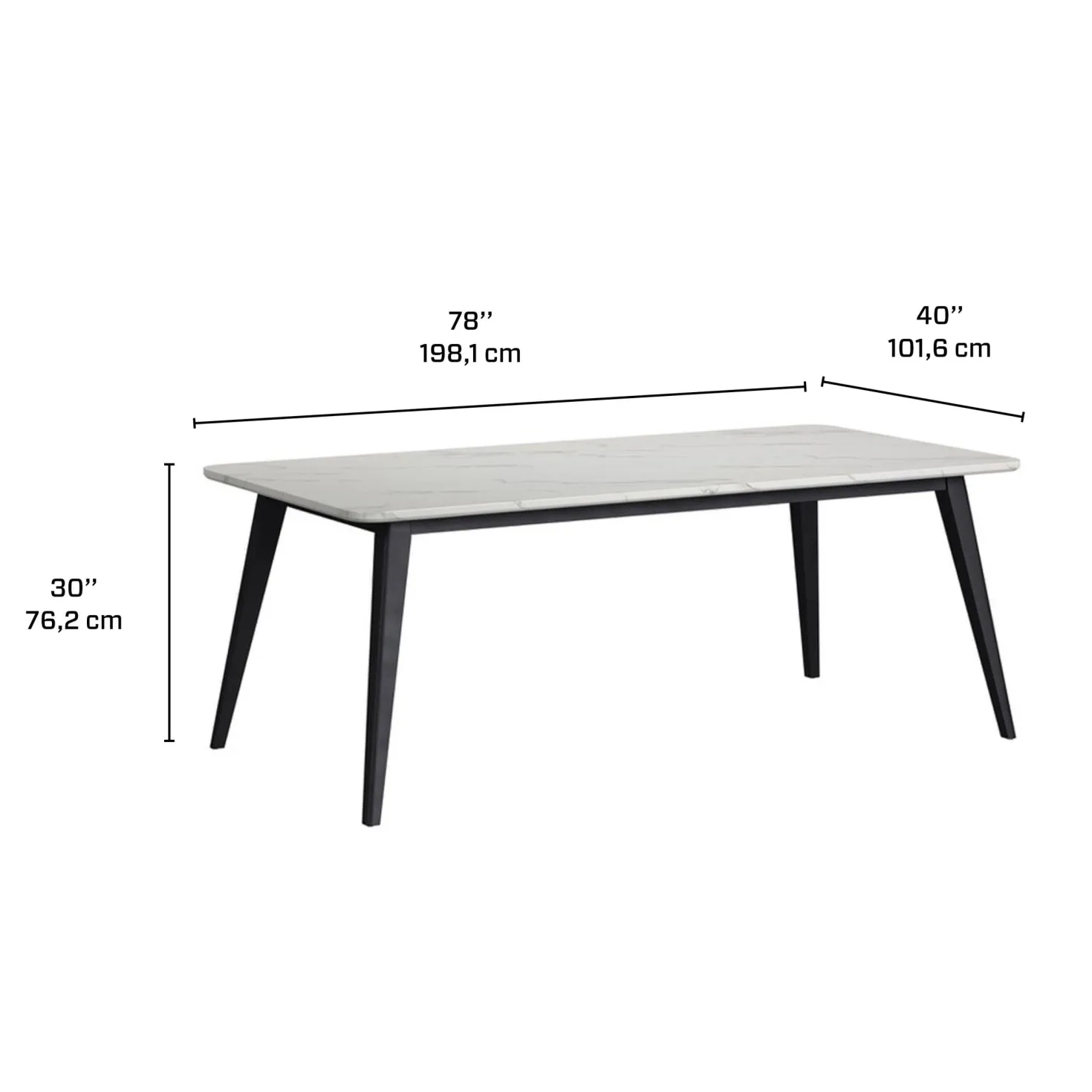 Table à manger avec plateau effet marbre blanc