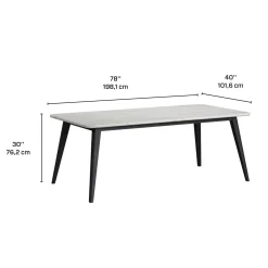 Table à manger avec plateau effet marbre blanc et 4 chaises - tissu gris