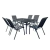 Table à manger d’extérieur rectangulaire en acier avec 6 chaises