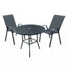 Table à manger d’extérieur ronde en acier avec 2 chaises