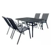 Table à manger d’extérieur rectangulaire en acier avec 4 chaises