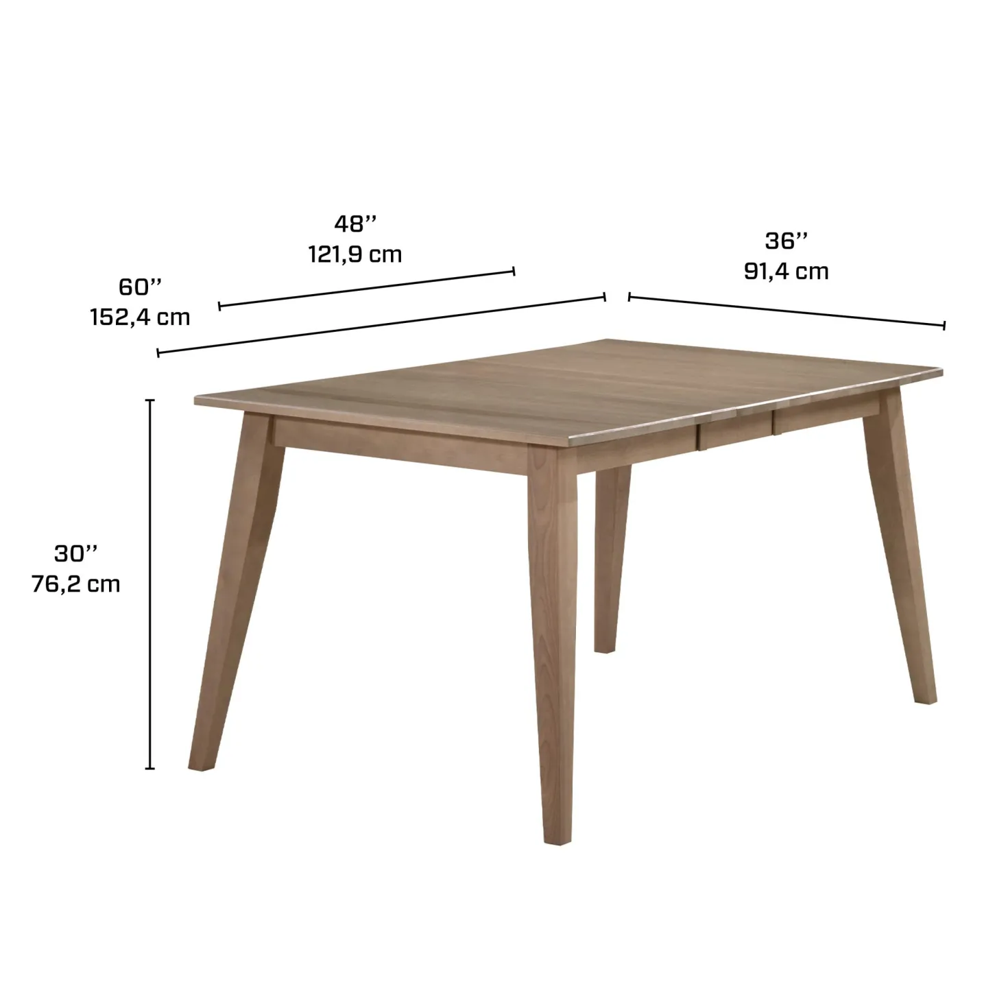Table à manger rectangulaire (48" à 60") extensible avec 4 chaises et banc - gris