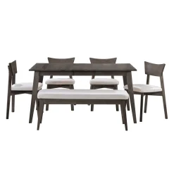 Table à manger rectangulaire extensible (54" à 70") avec 4 chaises et banc - ardoise
