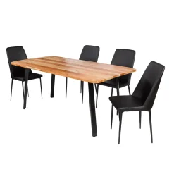 Table à manger rectangulaire en bois massif et 4 chaises - 67"
