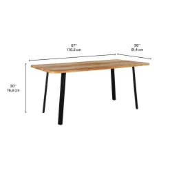 Table à manger rectangulaire en bois massif et 4 chaises - 67