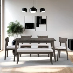 Table à manger rectangulaire extensible (48" à 60") avec 4 chaises - ardoise