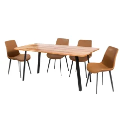 Table à manger rectangulaire en bois massif et 4 chaises - 67"