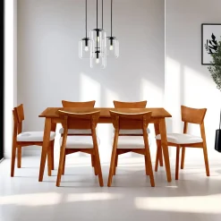 Table à manger rectangulaire extensible (54" à 70") avec 6 chaises - brun