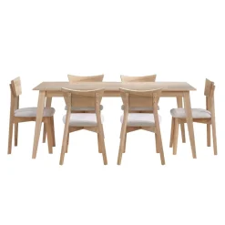 Table à manger rectangulaire 70" avec 6 chaises - grège