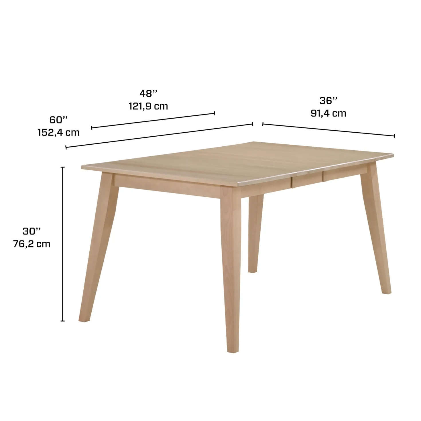 Table à manger rectangulaire extensible (48" à 60") avec 4 chaises - grège