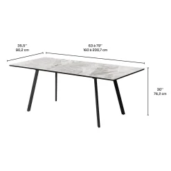 Table à manger rectangulaire extensible en pierre sintérisée 63
