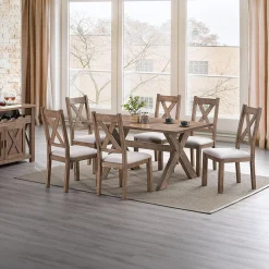 Table à manger rectangulaire avec 6 chaises - beige
