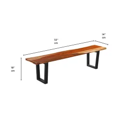 Table à manger rectangulaire en bois massif, 4 chaises et banc - 72
