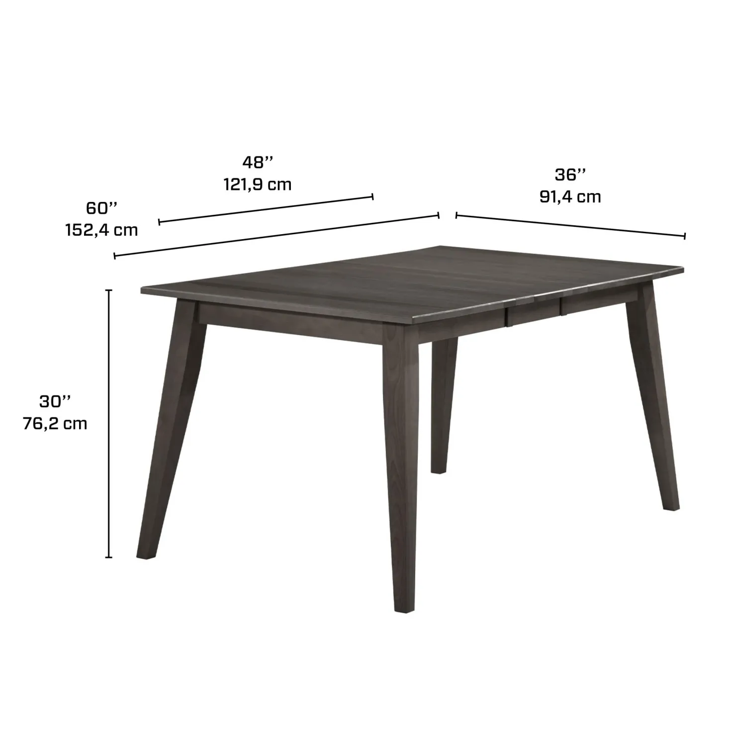 Table à manger rectangulaire extensible (48" à 60") avec 4 chaises et banc - ardoise